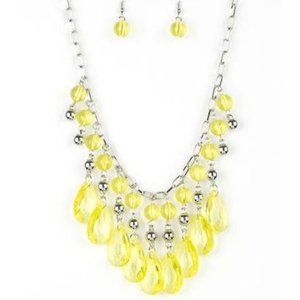 Paparazzi Social Network Yellow Necklace and Earring Set